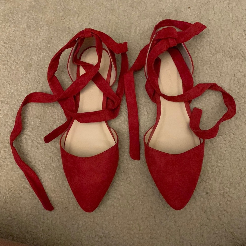 Red Tie Up Flats